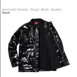 quilted patent vinyl work jacket